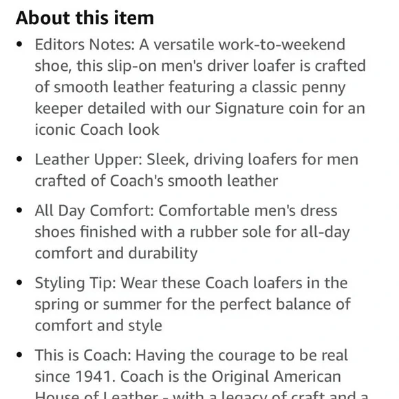 COACH Men’s C Coin Leather Driver Loafer, Black. New - Picture 8 of 8